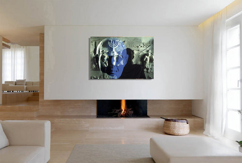 Titus and His Father Vespasian canvas print by Storaro Art Collection - Flavian dynasty Roman emperors with sacred blue imagery on museum-quality wall art